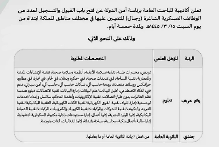 وظائف المباحث العامة