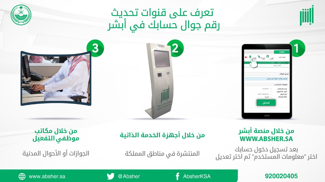 تغيير رقم الجوال في أبشر