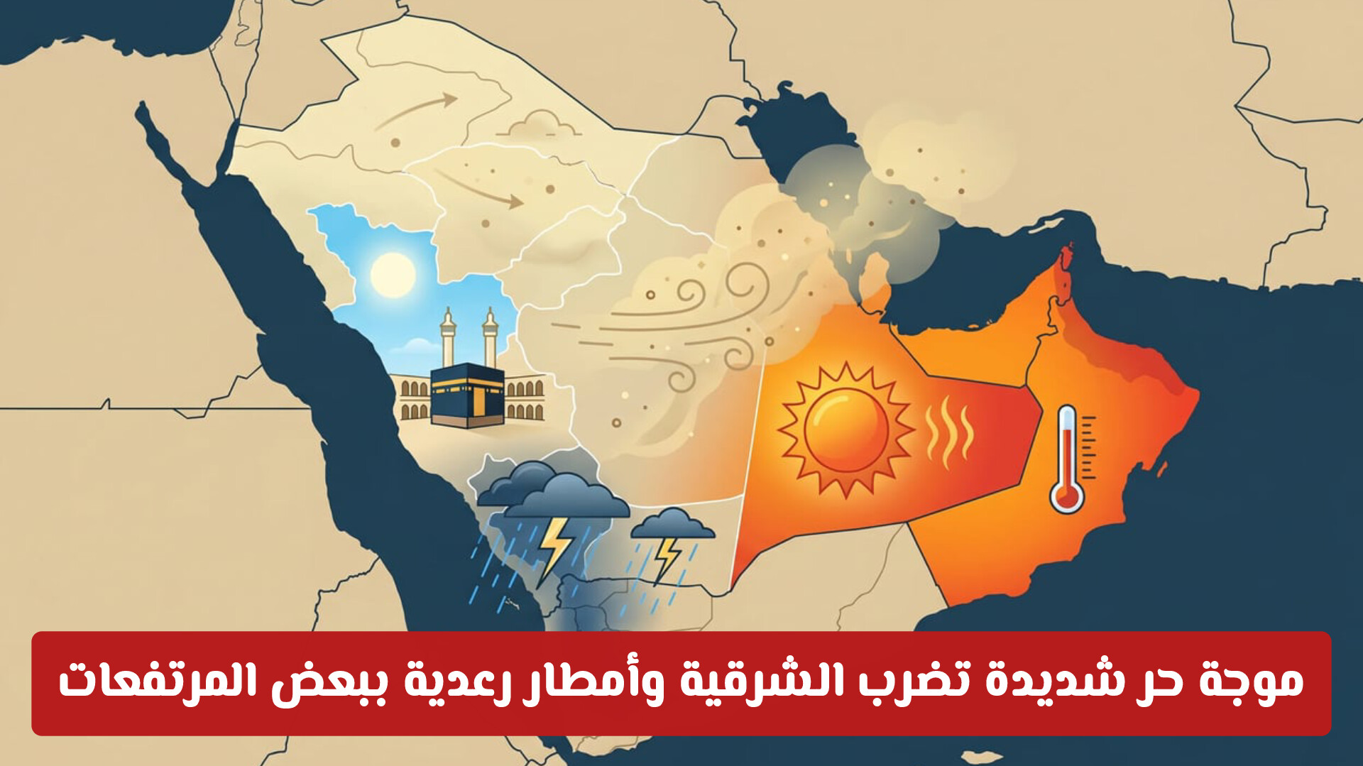 حالة الطقس في السعودية: موجة حر شديدة تضرب الشرقية وأمطار رعدية ببعض المرتفعات