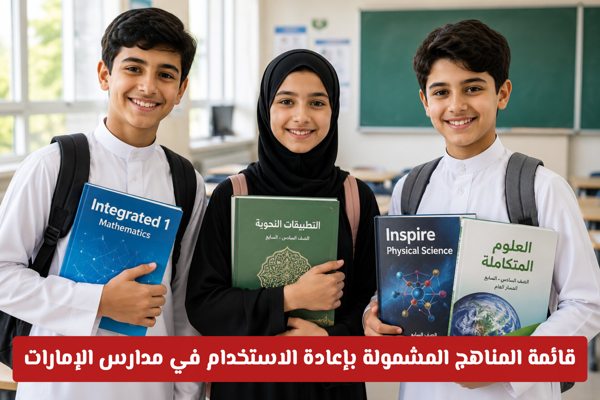 قائمة المناهج المشمولة بإعادة الاستخدام في مدارس الإمارات