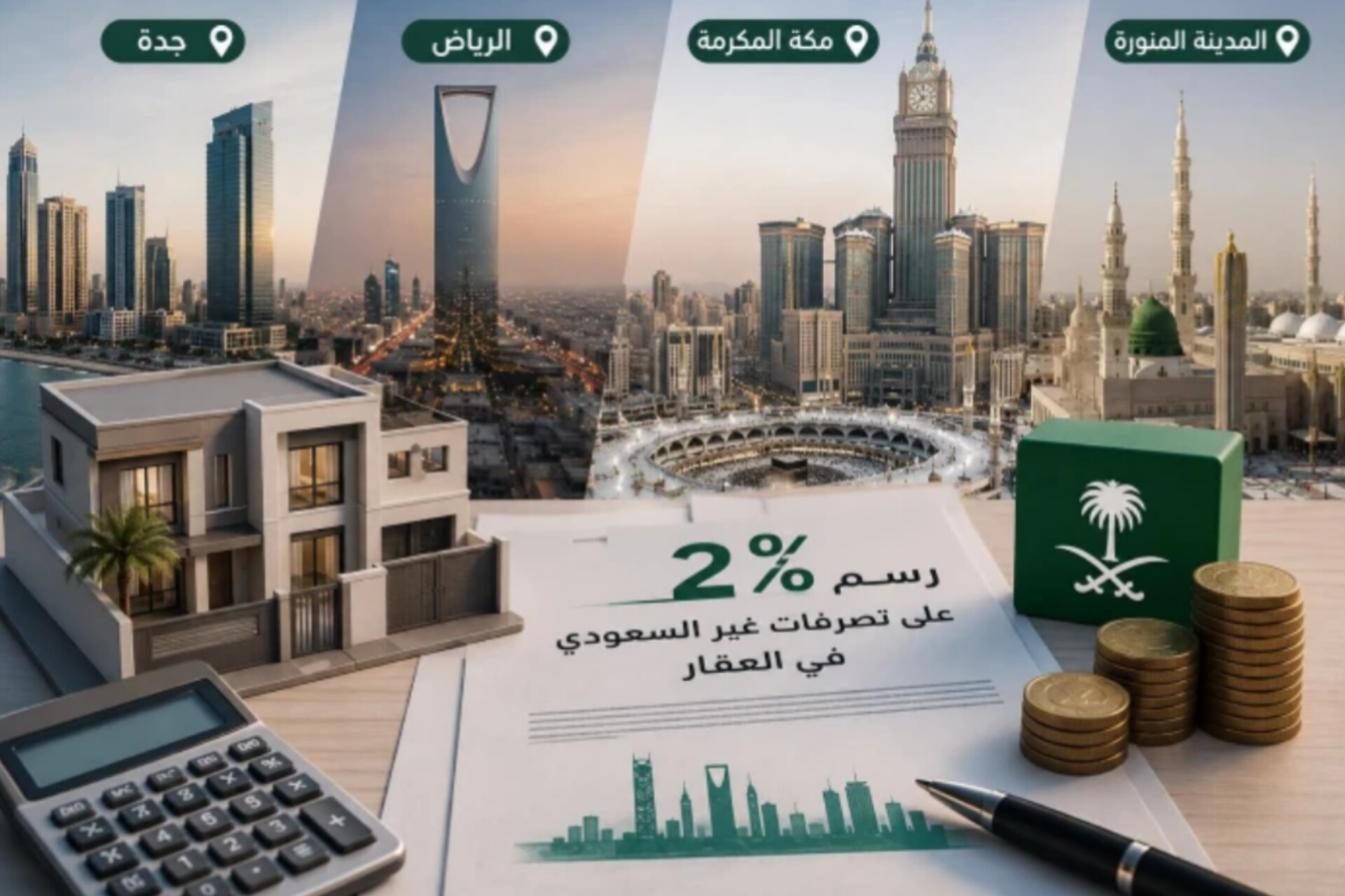 رسمياً.. فرض رسوم بنسبة 2% على تملك الأجانب للعقارات في 4 مدن سعودية