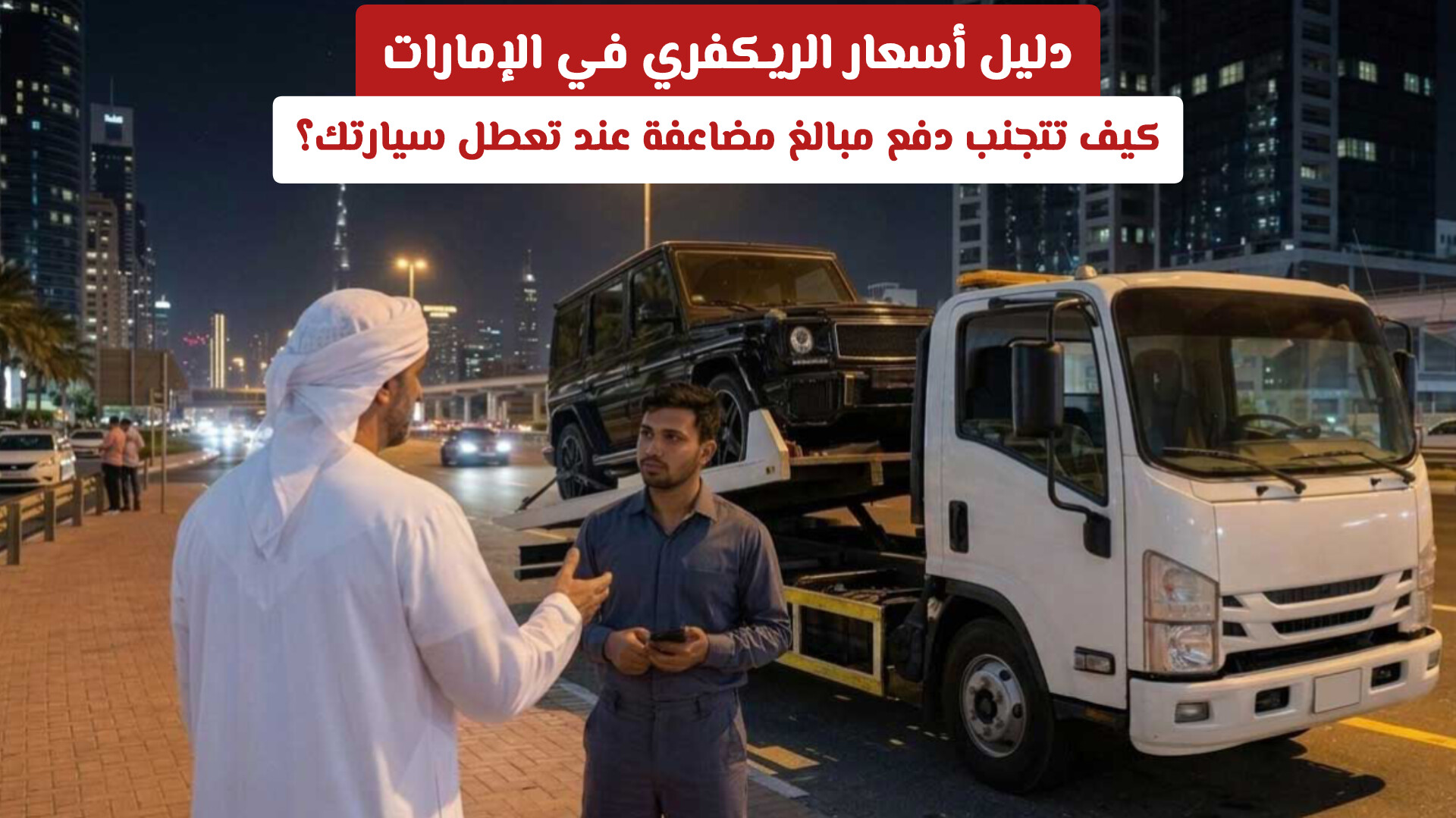 دليل أسعار الريكفري في الإمارات: كيف تتجنب دفع مبالغ مضاعفة عند تعطل سيارتك؟