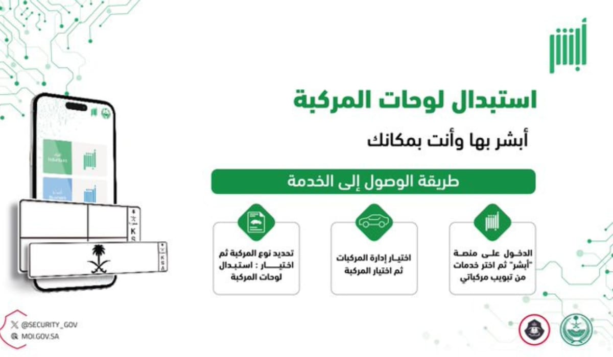  استبدال لوحة السيارة عبر منصة أبشر