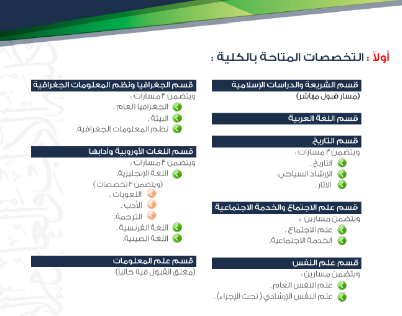تخصصات جامعة الملك عبدالعزيز للبنات انتظام