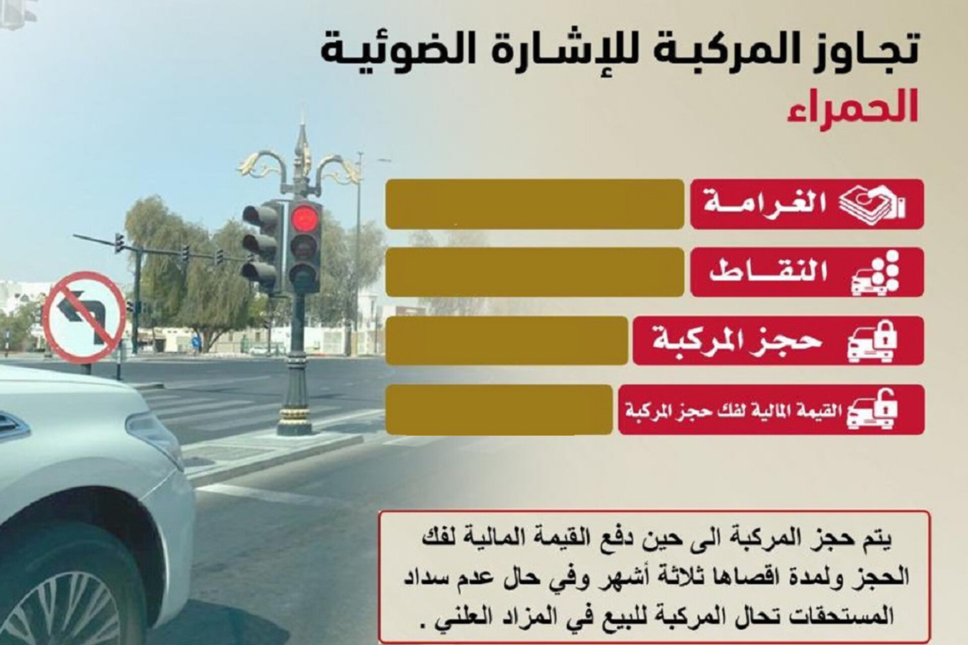 مخالفة تجاوز الإشارة الضوئية الحمراء